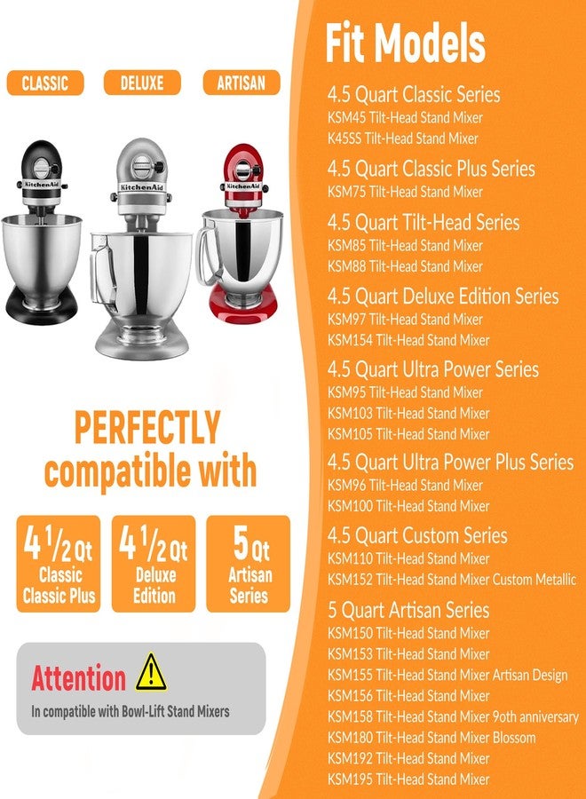 CHUDODO Stainless Steel Accessories for KitchenAid 4.5-5 Qt Tilt-Head Mixer, K45 Whisk, Flat Beater and Dough Hook for 5 Quart Mixing Bowl, Fits KSM45, KSM90, KSM150, Dishwasher Safe, Heavy Duty - Image 3